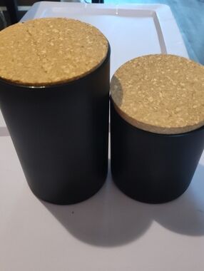 Black Matte Canister Set with Cork Lids - Home Accents